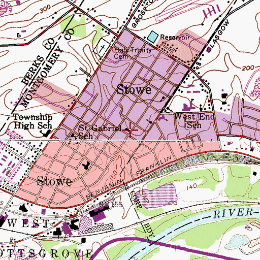 Topographic Map of West End Fire Company 1 - Station 57, PA