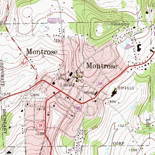 Topographic Map of United Fire Company, PA