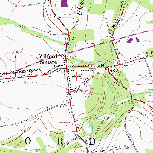 Topographic Map of Milford Township Fire Department Station 57, PA
