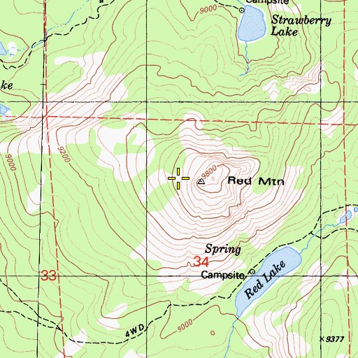 Topographic Map of Red Mountain, CA