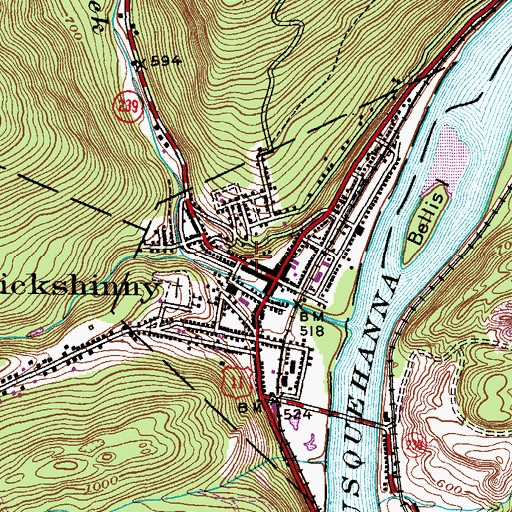 Topographic Map of Shickshinny Volunteer Fire Company, PA
