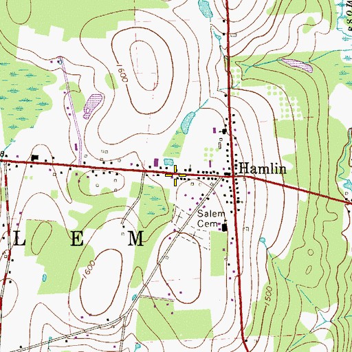 Topographic Map of Hamlin Fire and Rescue Station 67, PA
