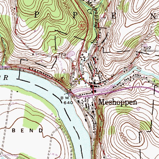 Topographic Map of Meshoppen Fire Company, PA