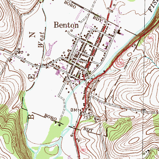 Topographic Map of Benton Volunteer Fire Company Station 150, PA