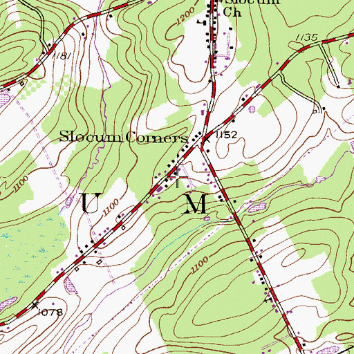 Topographic Map of Slocum Township Volunteer Fire Company 1, PA