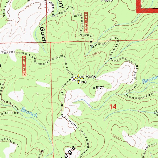Topographic Map of Red Rock Mine, CA