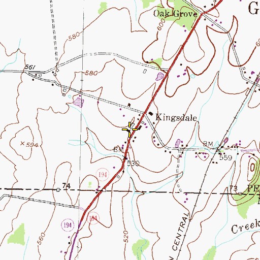 Topographic Map of Kingsdale Volunteer Fire Company, PA