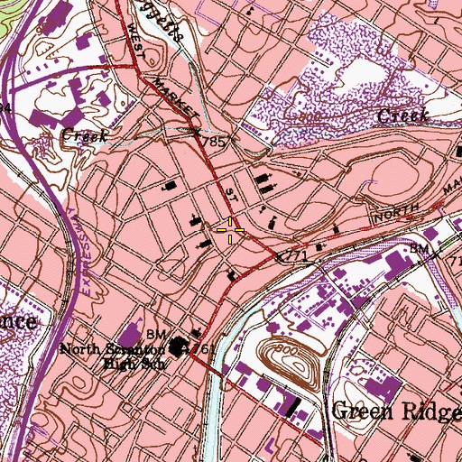 Topographic Map of Scranton Fire Department Station 50 - 8, PA