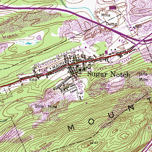 Topographic Map of Sugar Notch Fire and Hose Company 1, PA