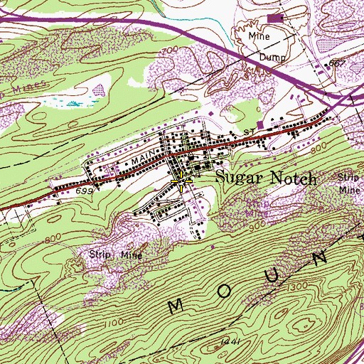 Topographic Map of Sugar Notch Fire and Hose Company 1, PA