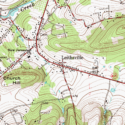 Topographic Map of Leithsville Volunteer Fire Company 1 Station 61, PA