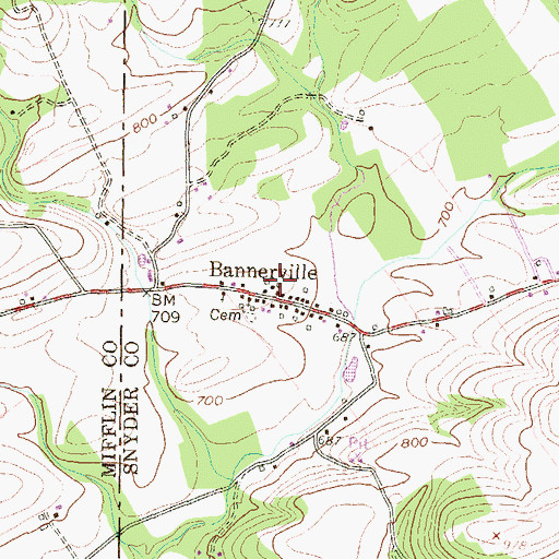 Topographic Map of Bannerville Fire Company Station 140, PA