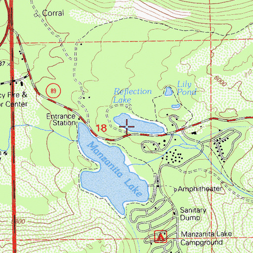 Topographic Map of Reflection Lake, CA