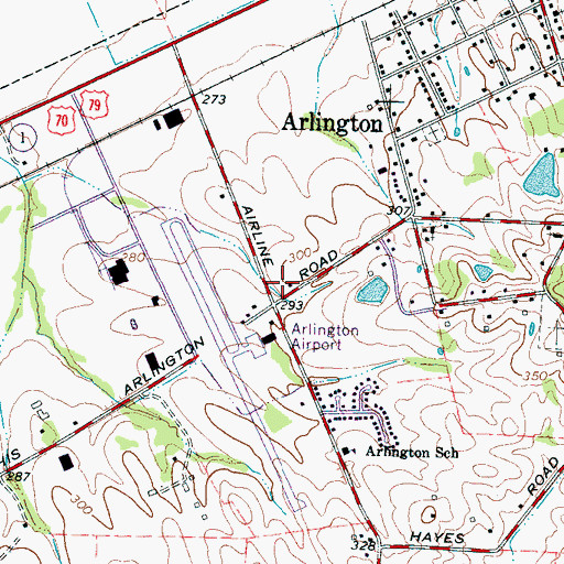 Topographic Map of Arlington Fire Department Station 71, TN