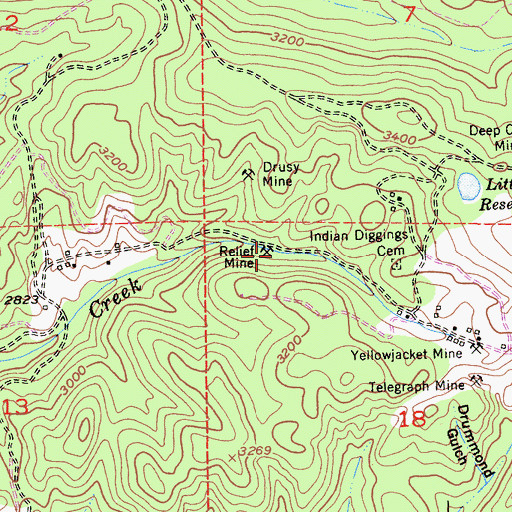 Topographic Map of Relief Mine, CA