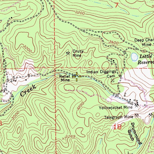 Topographic Map of Relief Mine, CA
