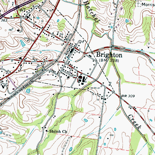 Topographic Map of Brighton Fire Department, TN