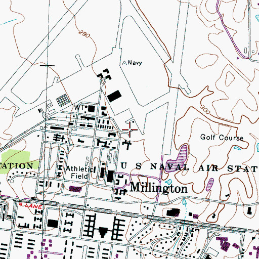 Topographic Map of Millington Fire Department Station 3, TN
