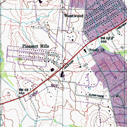 Topographic Map of Columbia Fire Department Station 4, TN