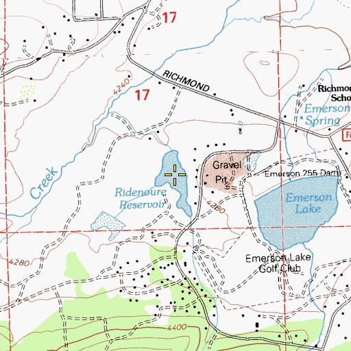 Topographic Map of Ridenoure Reservoir, CA