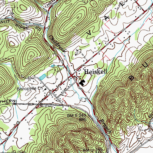 Topographic Map of Heiskell Volunteer Fire Department, TN