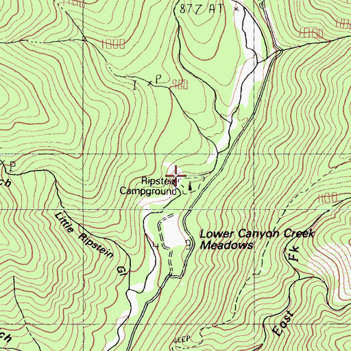 Topographic Map of Ripstein Campground, CA