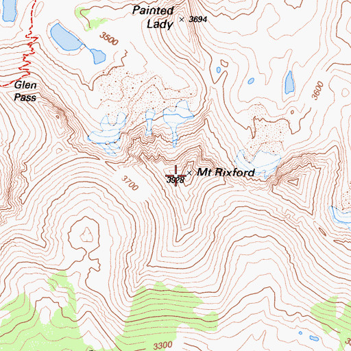 Topographic Map of Mount Rixford, CA