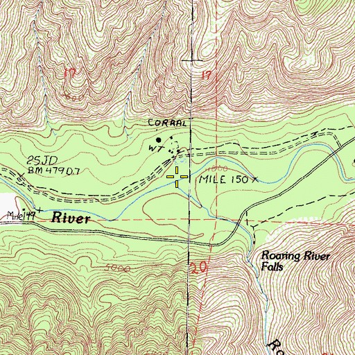 Topographic Map of Roaring River, CA