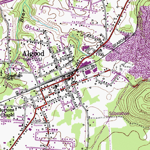 Topographic Map of Algood Volunteer Fire Department, TN