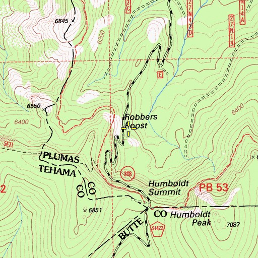 Topographic Map of Robbers Roost, CA