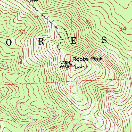 Topographic Map of Robbs Peak, CA