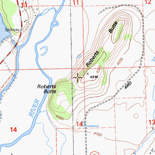 Topographic Map of Roberts Butte, CA