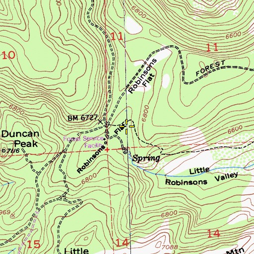 Topographic Map of Robinsons Flat, CA