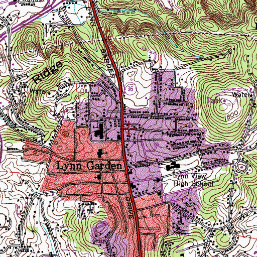 Topographic Map of Kingsport Fire Department Station 5, TN