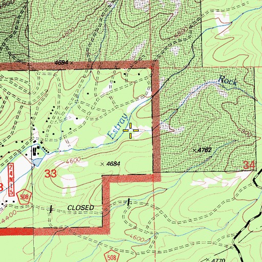 Topographic Map of Rock Creek, CA