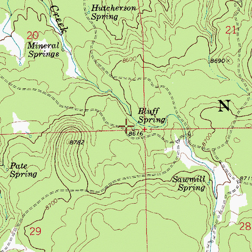 Topographic Map of Bluff Spring, AZ