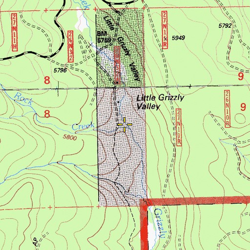 Topographic Map of Rock Creek, CA