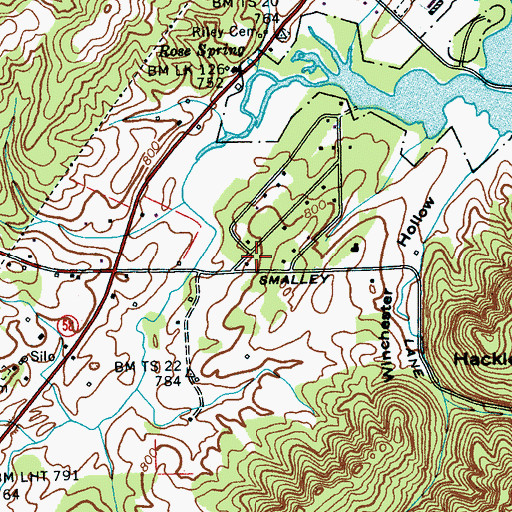 Topographic Map of South Roane County Volunteer Fire Department Station 1, TN