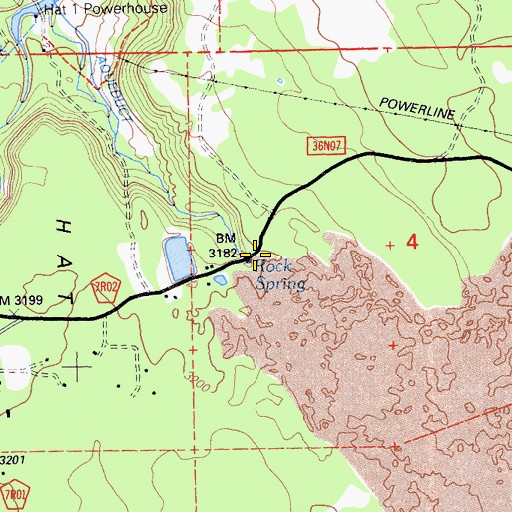 Topographic Map of Rock Spring, CA