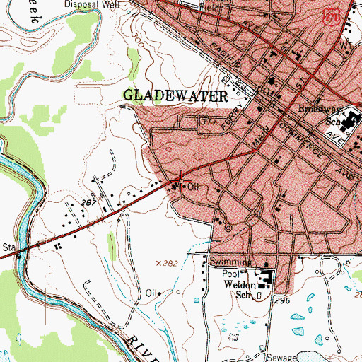 Topographic Map of Gladewater Fire Department, TX