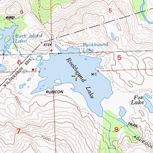 Topographic Map of Rockbound Lake, CA