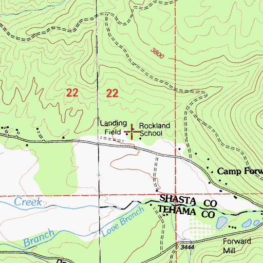 Topographic Map of Rockland School, CA