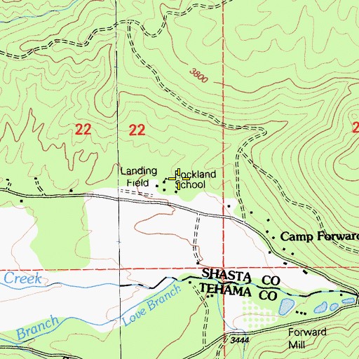 Topographic Map of Rockland School, CA
