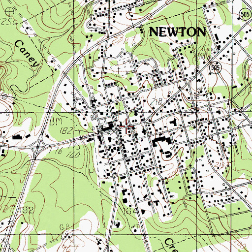 Topographic Map of Newton Volunteer Fire Department, TX