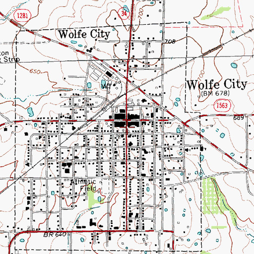 Topographic Map of Wolfe City Volunteer Fire Department, TX