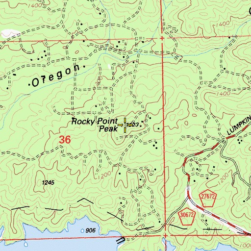 Topographic Map of Rocky Point Peak, CA