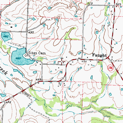 Topographic Map of Faught Volunteer Fire Department Station 1, TX