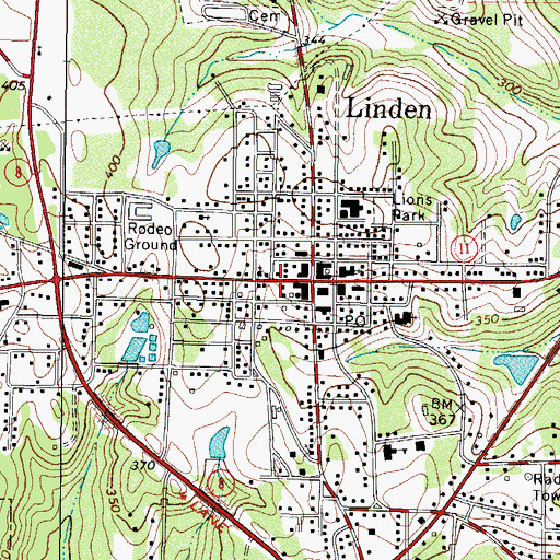 Topographic Map of Linden Volunteer Fire Department, TX