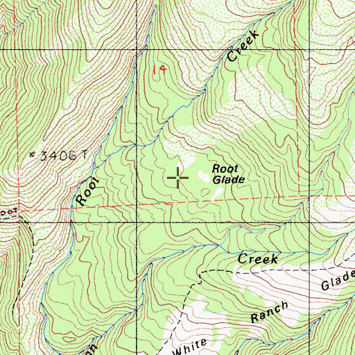 Topographic Map of Root Glades, CA