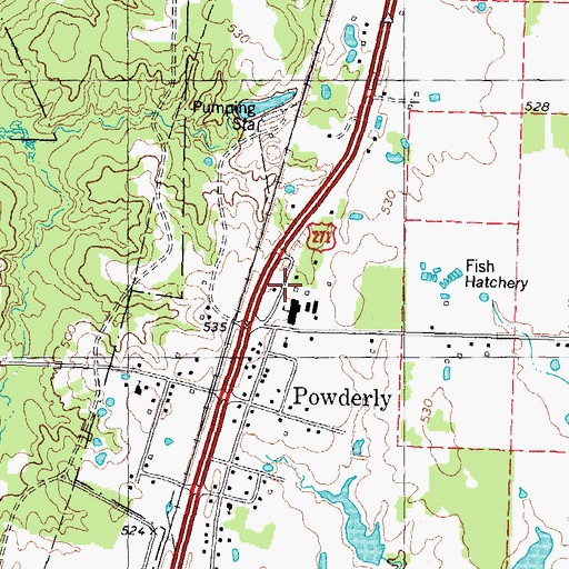 Topographic Map of Powderly Volunteer Fire Department, TX